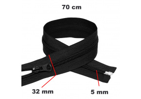 Zip spirálový Dělitelný Černý 32 mm délka 70 cm
