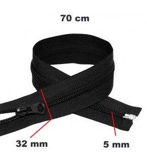 Zip spirálový Dělitelný černý 32 mm délka 70 cm Zip spirálový Dělitelný černý 32 mm délka 70 cm
