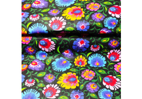 Bavlněná látka Kolorit na Černém