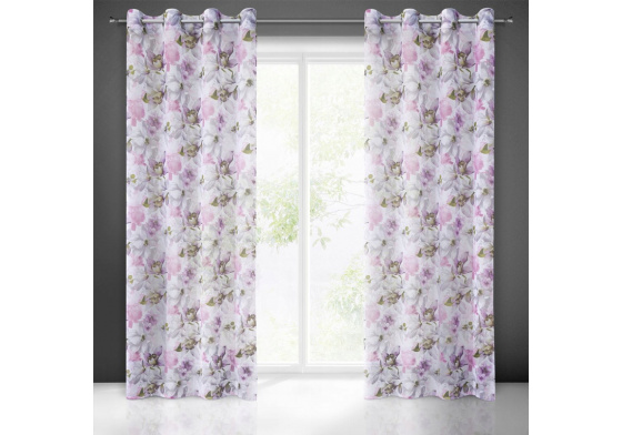 Rideaux motifs Bella couleur rose 140 x 250 cm 