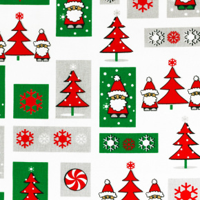 Vánoční bavlněná dekorační látka, metráž 160 cm, vzor červono-zelený