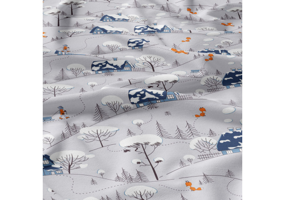 Vánoční bavlněná látka, metráž, šíře 160 cm, Vesnice