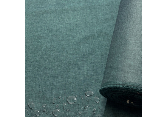 Vodoodpudivá látka Imitace lnu, 220 g/m², šíře 160 cm, tyrkysová