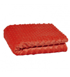 Látka minky puntík, 380 g/m², šíře 160 cm, metráž, tmavě oranžová