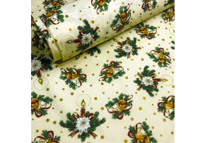 Vánoční bavlněná látka, metráž, šíře 160 cm, Vánoční motiv na Žlutém Vánoční bavlněná látka, metráž, šíře 160 cm, Vánoční motiv na Žlutém