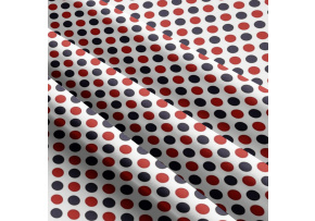Dětské bavlněné látky, metráž. Puntík 22 mm, Granátový a Červený na Bílém
