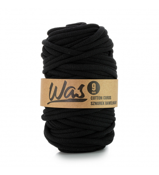 Bavlněná šňůra 9mm, 50m, černá 370
