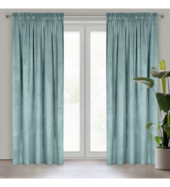 Jednobarevné Závěs s řasící páskou MENTOL 140x250 cm