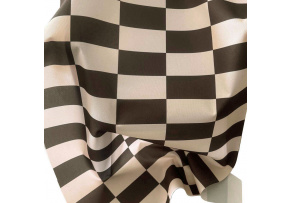 Venkovní látka na zahradní lehátka a houpací sítě, Béžovo-Hnědá Šachovnice, 5x10 cm