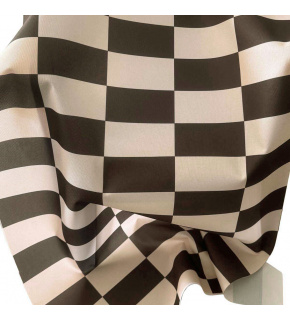 Venkovní látka Pergola (Oxford), 200 g/m², šíře 160 cm, béžovo-čekoladová šachovnice 5x10 cm