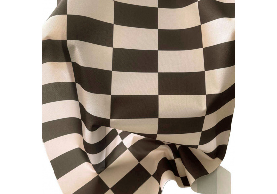 Venkovní látka na zahradní lehátka a houpací sítě, Béžovo-Hnědá Šachovnice, 5x10 cm