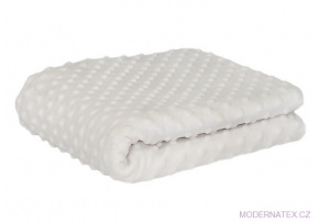 Látka mikroplyš Minky 380 Puntík, barva Bílá