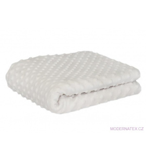 Látka minky puntík, 380 g/m², šíře 160 cm, metráž, bílá