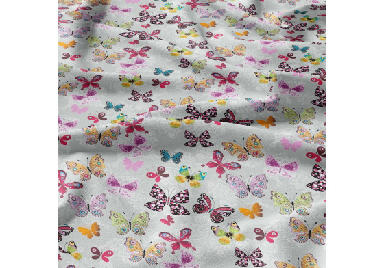 Bavlněné látky, metráž. Motýlci na Šedém