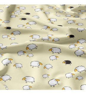 Bavlněné látky, metráž. Ovečky na Krémovém
