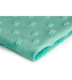 Látka minky hvězdy, 320 g/m², šíře 155 cm, metráž, mentolová