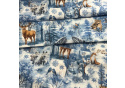 Christmas cotton fabric, by the meter, width 160 cm, pattern Nature Blue on White