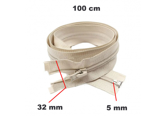 Zip spirálový Dělitelný Béžový 5 mm délka 100 cm
