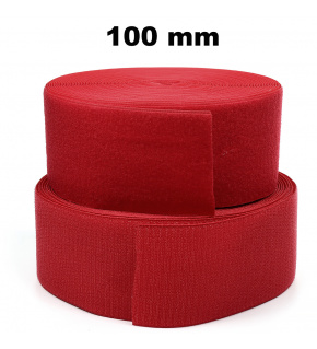 Pásek na suchý zip našívací Háček a Smyčka set Červený 100 mm x 25 bm