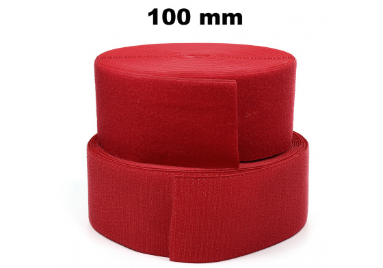 Pásek na suchý zip našívací Háček a Smyčka set Červený 100 mm x 25 bm