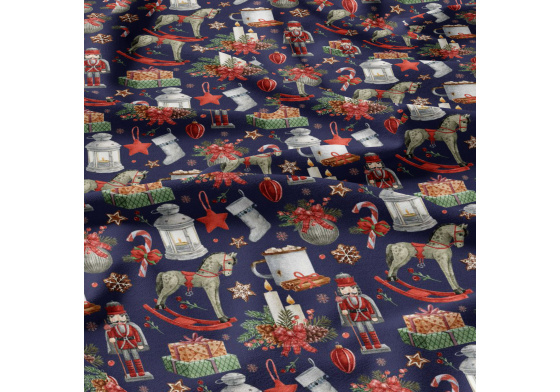 Vánoční bavlněná látka, metráž, šíře 160 cm, Vánoční Stráž-34