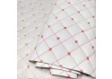 Ekoskóra MIX 3x3 cm, kolor Biały pikowana Czerwoną nicią 145 cm 