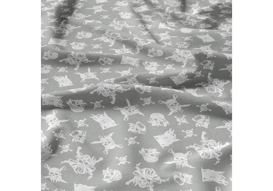 Bavlněná látka Lebky Bílé na Šedém