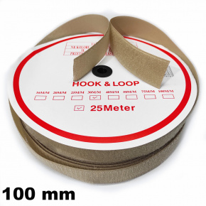 Pásek na suchý zip našívací Háček a Smyčka set béžový 100 mm x 25 bm