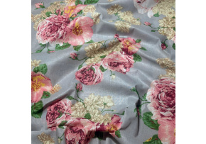 Bavlněná látka Kytíčky na Šedém