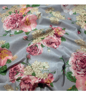 Bavlněná látka 100% bavlny, 125 g/m², šíře 160 cm, kytičky na šedém