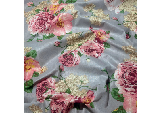 Bavlněná látka Kytíčky na Šedém