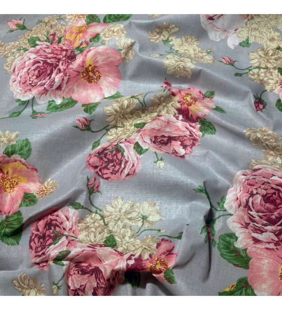 Bavlněná látka Kytíčky na Šedém