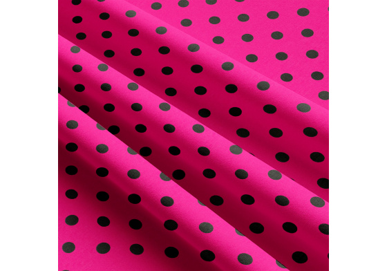 Dětské bavlněné látky, metráž. Puntík 10 mm, Černý na Amarantovém