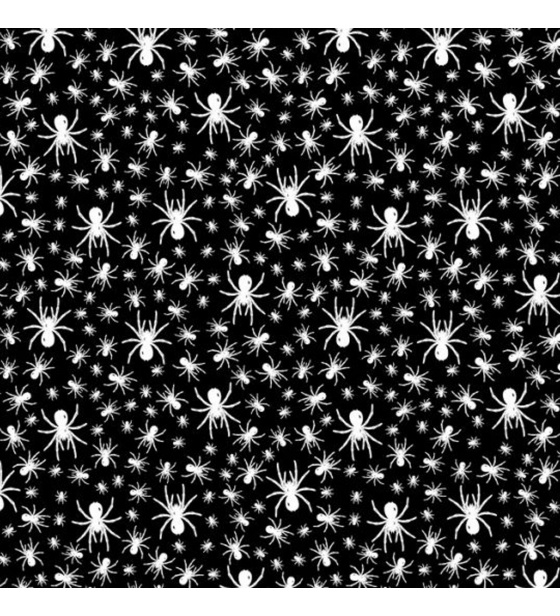 Bavlněná látka, metráž. Pavouci Bílé na Černém