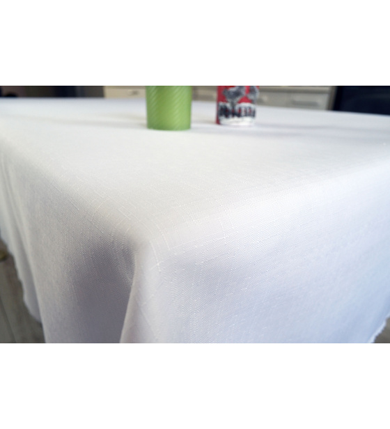 Vodoodpudivý ubrus Pois, barva bíla, odolný vůči skvrnám