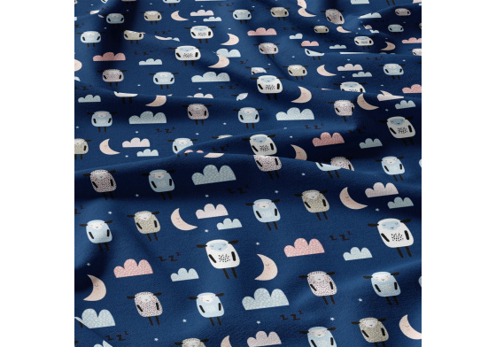 Bavlněné látky, metráž. Ovečky a noc na Granátovém