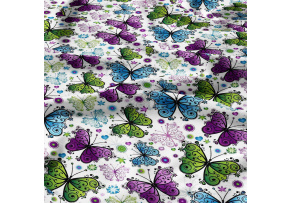 Bavlněná látka, metráž. Motýlci Léto na Bílém