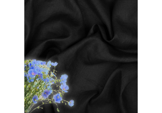 Lněná přírodní látka Julia barva černá 154 grm2 1100