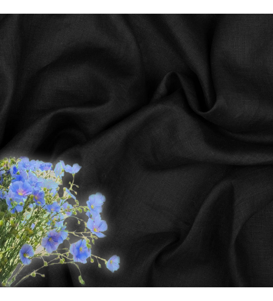 Lněná přírodní látka Julia barva černá 154 grm2 1100