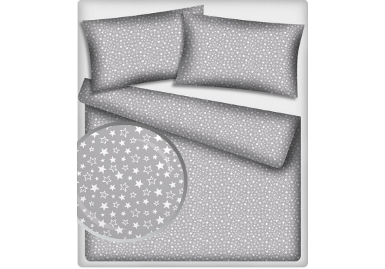 Dětská dekorační bavlněná látka vzor malé hvězdy bílé na šedém
