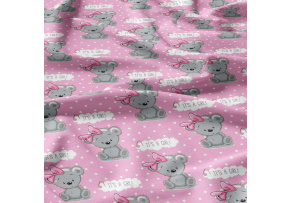Bavlněná látka, metráž. It's a Girl na Růžovém