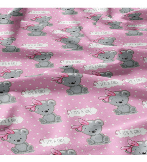 Bavlněná látka, metráž. It's a Girl na Růžovém