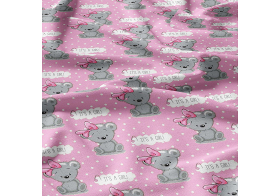 Bavlněná látka, metráž. It's a Girl na Růžovém