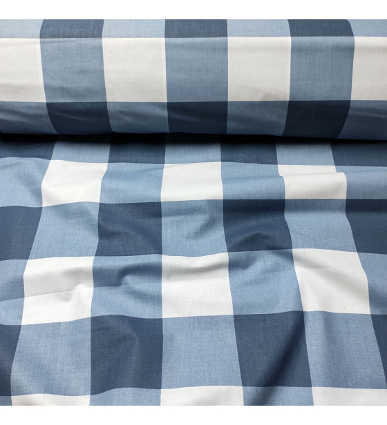 Dětské bavlněné látky, metráž. Kostka 8 cm, Modrá