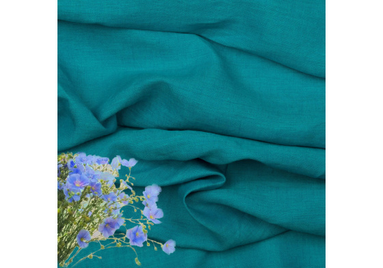 Lněná přírodní látka Julia barva tyrkys 154 grm2 2151-66