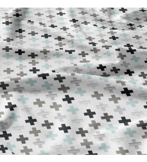 Bavlněná látka 100% bavlna, 125 g/m², šíře 160 cm, plusy modré na bílém 5 cm