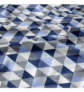 Bavlněná látka 100% bavlna, 125 g/m², šíře 160 cm, trojúhelníky modré 9 cm Bavlněná látka 100% bavlna, 125 g/m², šíře 160 cm, trojúhelníky modré 9 cm