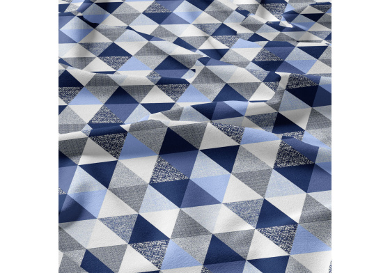 Bavlněná látka Trojúhelníky 9 cm, Modré
