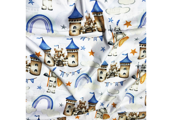 Dětská bavlněná látka metráž Pohádka na bílém