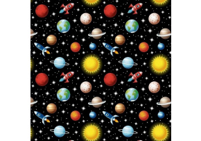 Bavlněná látka Vesmír na Černém